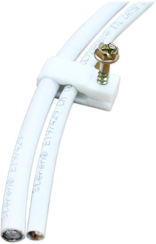 Coaxial Cable Clips - Cable Holder - Wire Clips - Siding Clips for Hanging - Cord Holder for Desk - Cable Clamps - Cord Clip - Wire Organizer Clips - Tv Mount Screws - White - 10 Pack - STEREN
