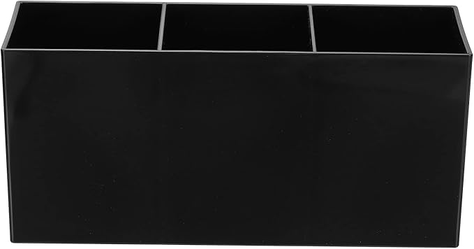 PATIKIL 3 Compartments Clear Acrylic Pen Holder, Pencil Holder Pen Organizer Pencil Cup Makeup Brush Holder Square for Countertop Desk, Black
