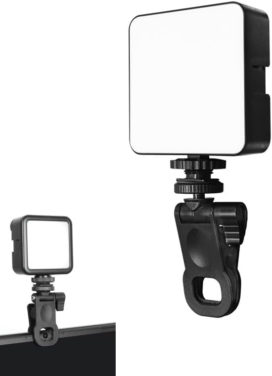 Selfie Light w/ 3 Cold Shoe Mounts, Dimmable Video Conference/Vlogging/Photography/Video Recoarding/Live Streaming, Clip On Lighting Kit for Phone/Tablet/Laptop/Camera