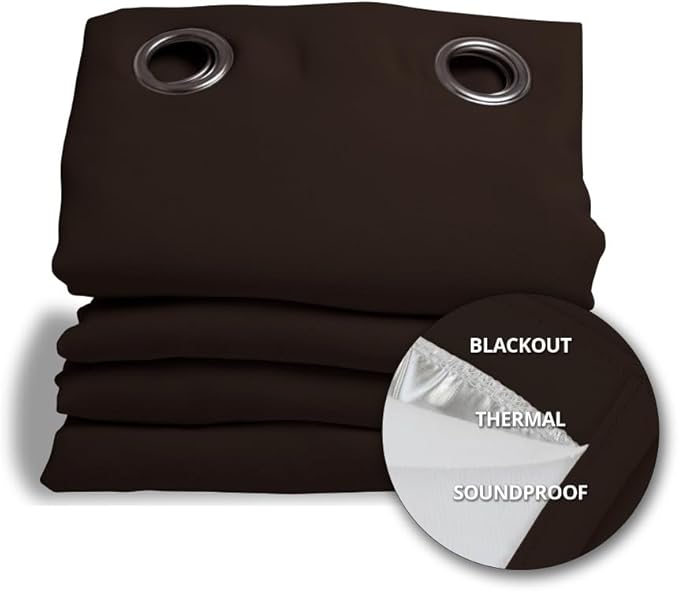Moondream 3-in-1 Sound Insulation Curtain with Noise-Blackout-Thermal Insulation, Patented Technology, 55" Width x 95" Length, Brown (Chocolate MC610), Grommet, 1 Panel
