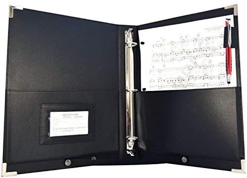 Orginal -MSP PU Leather Sheet Music Holder | 9.5" x 12" - Music Folder with Hand Strap for Musician- Improved Design (3 Ring Binder)