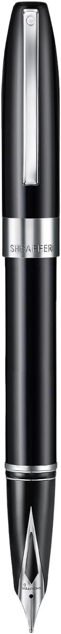Sheaffer Legacy 9064 Fountain Pen, Medium 14KT PVD Gold Inlaid Nib, Black Lacquer Finish with Chrome-Plated Trim, Includes Leather Pouch & Premium Gift Box