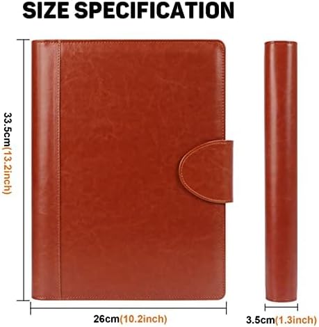Toplive Portfolio 3 Ring Binder Padfolio Folder, Business Interview Resume Portfolio for Women Men A4/Letter Size Document Organizer with Clipboard Receipt Sleeve Card Holder, Brown