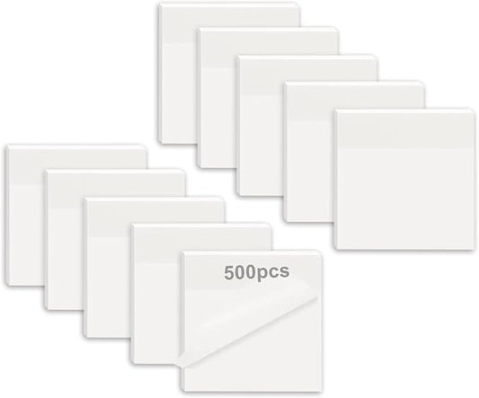 MIUTME 500 Pcs Transparent Sticky Notes,White Clear Sticky Notes School Supplies, Waterproof Self-Stick Note Pads 3x3 Inch