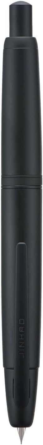 Jinhao 10 Press Fountain Pen with Box, Matte Black Retractable Extra Fine Nib with Ink Converter Set (Clip Version)
