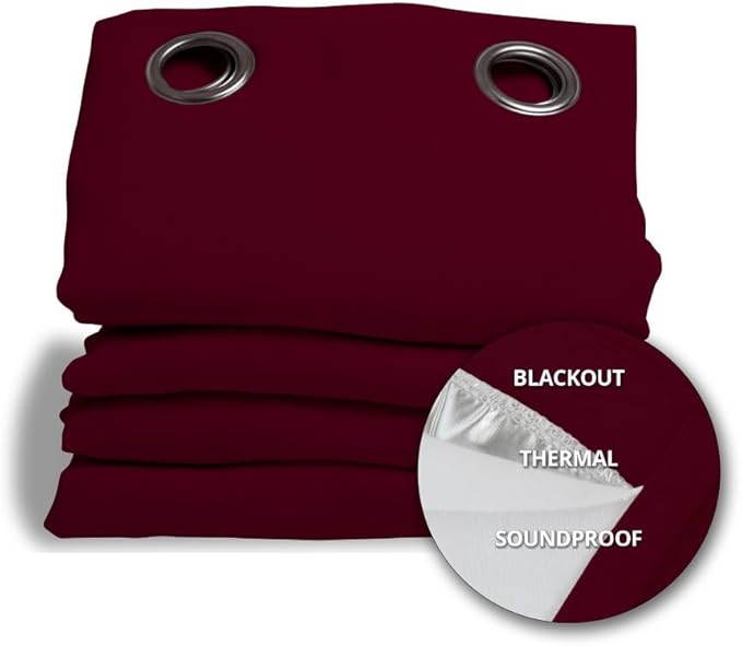 Moondream 3-in-1 Sound Insulation Curtain with Noise-Blackout-Thermal Insulation, Patented Technology, 55" Width x 84" Length, Red (Garnet MC330), Grommet, 1 Panel