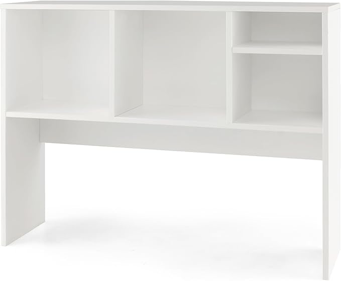 Tangkula Desktop Bookshelf, Countertop Storage Hutch with 4 Shelves for Computer Desk, Desktop 2-Tier Display Rack, Multipurpose Wood Desktop Hutch Storage Organizer for Dorm Office Home (White)
