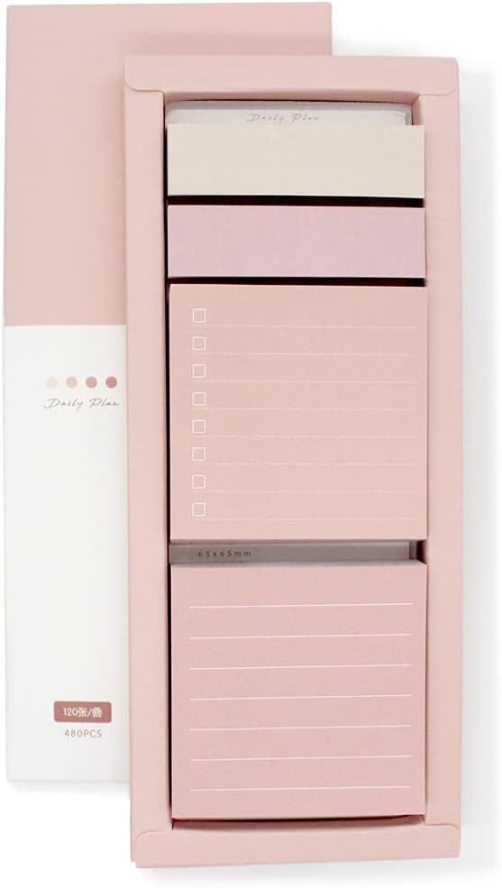 Pink Lined Sticky Notes Set 240 Sheets Square Lined Sticky Notes Pads 240 Sheets Pastel Small Sticky Notes, 4 Pads/Pack