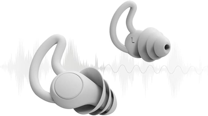 Noise Reduction and Studying Soft Reusable Silicone for Adults Women Men Lightweight Noise-Blocking Ear Protectors for Work and Travel Grey