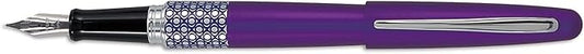PILOT MR Retro Pop Collection Fountain Pen in Gift Box, Purple Barrel with Elipse Accent, Fine Point Stainless Steel Nib, Refillable Black Ink (91434)