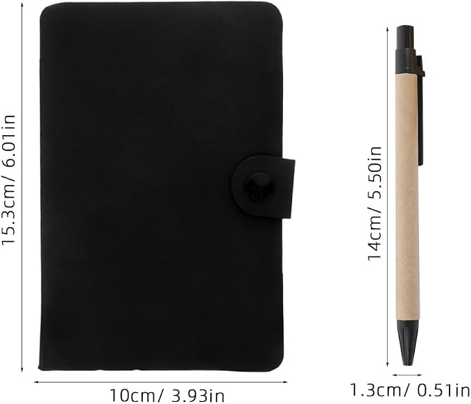TOVINANNA Multifunctional Notebook with Pen Holder, Business Notepad Set including Notes and Lined Paper, Small Portable Note Pad for Work, School and Daily Planning, Black