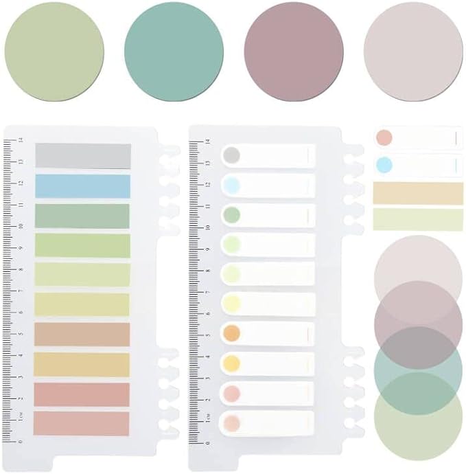 Transparent Sticky Notes, Pastel Round Clear Sticky Note Tabs for Annotating Books,600 Sheets Morandi Translucent Sticky Notes Book Tabs Sticky Tabs Book Markers Office & School Supplies