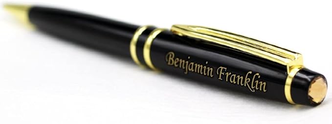 Custom Engraved Executive Pen Gift Set – Personalized Brass Ballpoint Pen with Matching Paper Tool – Elegant Gift Box (Black)