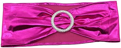 Tvoip 10PCS Chair Cover Stretch Band with Buckle Slider Sashes Bow Wedding Banquet Chair Decoration (Metallic Fuchsia)