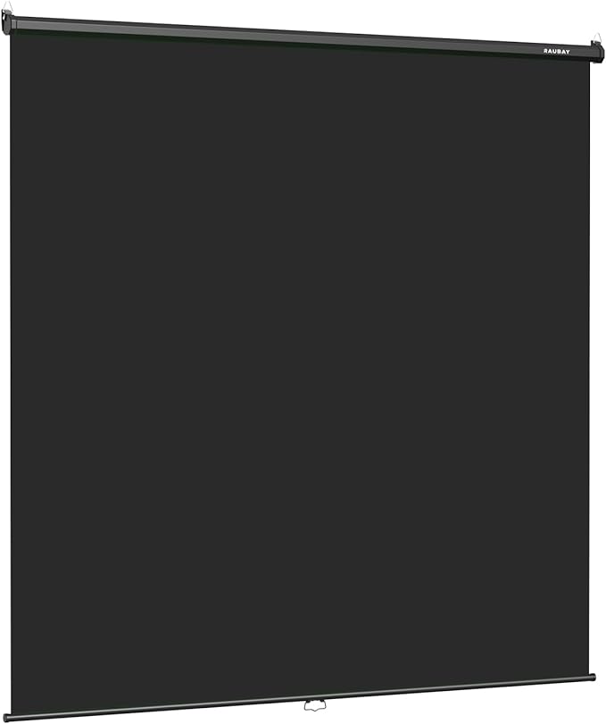 RAUBAY Retractable Pull Down Black Screen Backdrop - 78.7" x 86.6" Collapsible Wall-Mount Background for Professional Video Production, Photography, TikTok and Video Conferencing