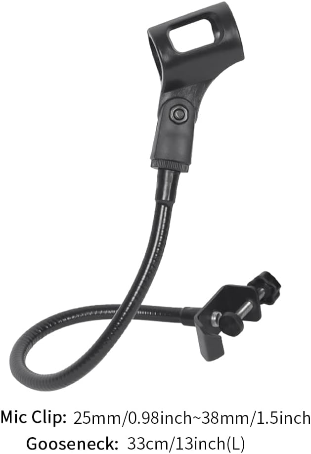 UXELY Microphone Arm Stand, Podium Mic Stand, Adjustable Gooseneck Arm Mic Stand with Desk Table Mounting Clamp for Podcast, Meetings, Lectures(Black)