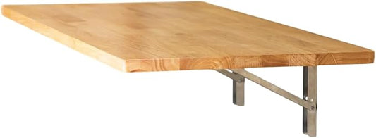 StoreYourBoard Wall Mounted Folding Workbench, Natural Wood Fold Down Work Table, Wall Mounted Folding Table, Floating Desk, Laundry Folding Table, 40 x 18 in, Stainless Steel Brackets, Holds 200 lb