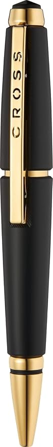 Cross Edge Matte Black Lacquer Selectip Rollerball Pen, Gold PVD Appointments, Capless Slide-Open & Snap-Shut Design,Black Ink - Elegant Accessory for Smooth Writing - Comfortable Grip