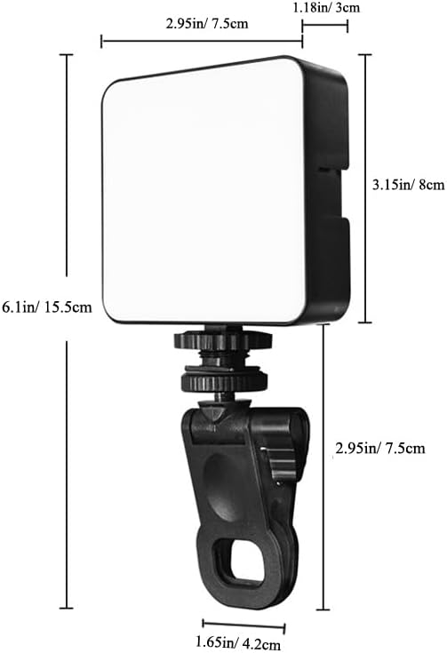 Selfie Light w/ 3 Cold Shoe Mounts, Dimmable Video Conference/Vlogging/Photography/Video Recoarding/Live Streaming, Clip On Lighting Kit for Phone/Tablet/Laptop/Camera