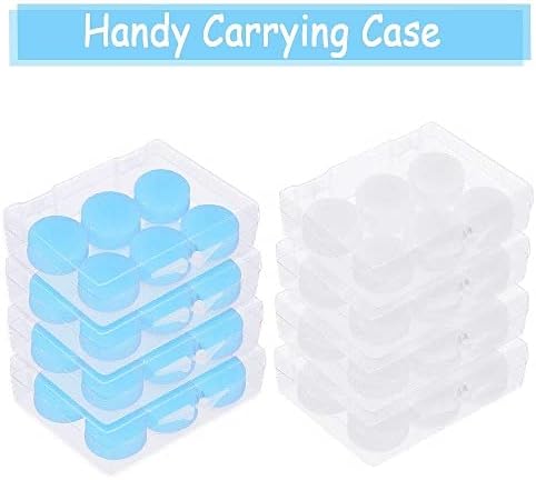24 Pairs Soft Silicone Ear Plugs Putty Ear Plugs for Sleeping Swimming earplugs for Kids Adults, Transparent + Blue