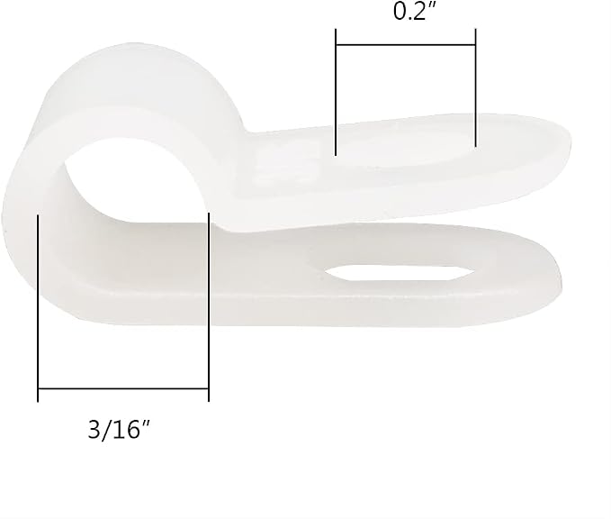 Cable Clamp R-Type Cable Clip Wire Clamp 3/16" Nylon Screw Mounting Cord Fastener Clips with Screws for Wire Management - White - 50 Pcs