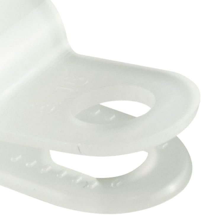 GTSE White Nylon Plastic Cable Clamps, 3/16" Screw Mounts for Cable, Rope, Tube Management, 100 Pack