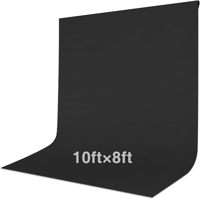 Black Backdrop Curtain 10x8ft (WxH), Black Photo Backdrop for Photography Polyester Collapsible Background Screen for Portrait, Product Video, Pet, Photoshoot, Birthday, Party