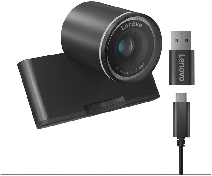 Lenovo QHD Webcam, AI Noise Cancellation and Enhanced Image Quality, 2K Resolution, 2X Digital Zoom, Physical Privacy Shutter, Directional Microphone, Teams Certified, Black