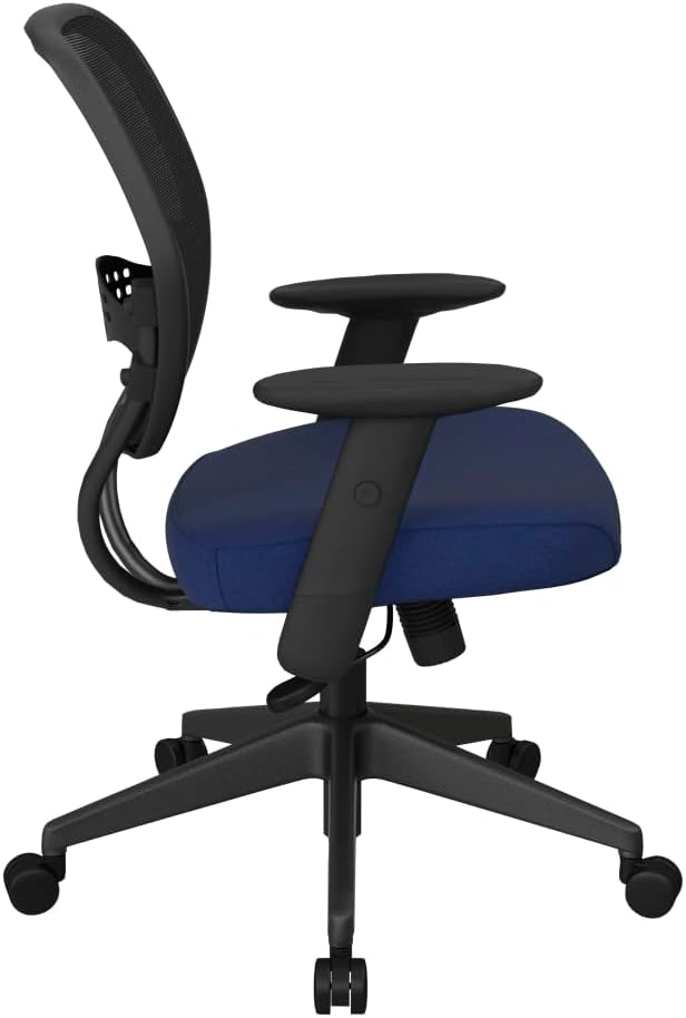Space Seating 55 Series Professional Dark Air Grid Back Adjustable Manager's Chair with Lumbar Support and Padded Seat, Icon Navy Blue Fabric