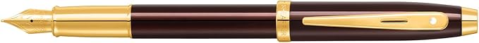 Sheaffer 100 9370 Fountain Pen, Medium Nib, Coffee Black Finish with Gold Trim, Refillable Writing Instrument, Premium Gift Box
