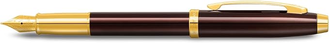 Sheaffer 100 9370 Fountain Pen, Medium Nib, Coffee Black Finish with Gold Trim, Refillable Writing Instrument, Premium Gift Box