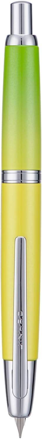 Jinhao 10 Press Fountain Pen with Box, Gradient Green Retractable Medium Nib with Ink Converter Set (Silver Clip)