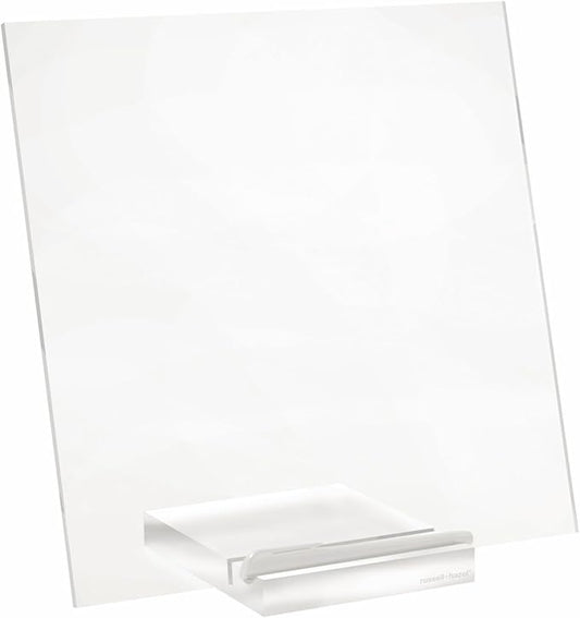 russell+hazel Acrylic Dry Erase Board and Marker, Memo Tablet for Desktop with Stand, Clear Acrylic, 12” x 6” x 11.5” (31384)