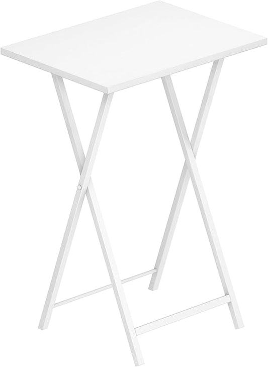 HOOBRO Folding TV Tray Tables, Stable Snack Table for Small Space, Portable Sofa Side Table, Easy Assembly and Storage, Ideal for Snacks and Meals in Living Room, White WW15BZ01
