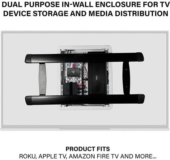 Legrand - OnQ Cable Management, In-Wall Media Box, Dual Purpose Structured Wiring Enclosure, TV Home Theater Recessed Storage Box, 17 Inch, White, ENP1700NA