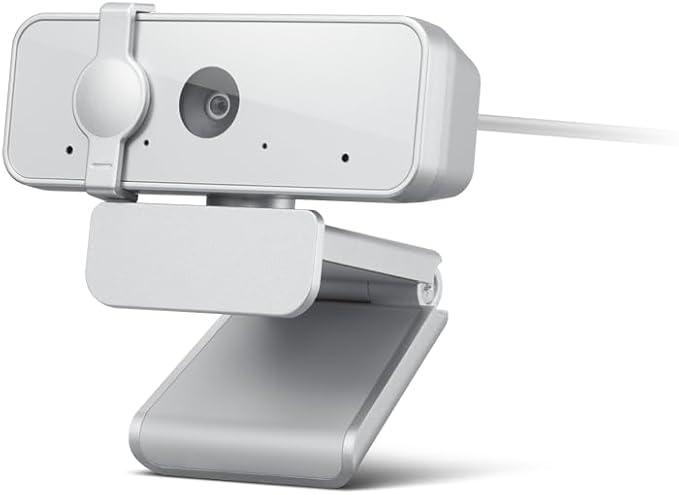 Lenovo 310 FHD Webcam, 1080p, FHD Resolution @30 FPS, Plug-and Play USB Connectivity, 1.8M Cable, 2 Integrated Microphones, External Privacy Shutter, White