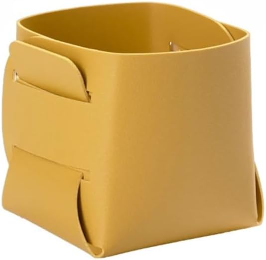 Multi-purpose Nordic Leather Desktop Storage Box - Makeup Brush Holder, Pen Organizer for Table, Innovative Design Desk Organizer for Home & Office (yellow)