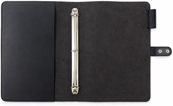Premium Leather 3-Ring Binder Portfolio, 8.5x11 Inch Letter Size Organizer Folder, Refillable 3-Hole Paper BusinessBinder, Resume Folio for Men and Women (Black)