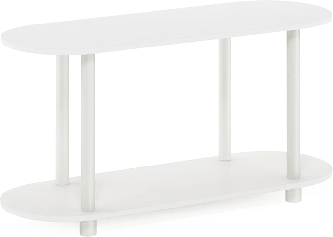 Furinno Turn-N-Tube Display Shelf, 4-Tier Oval Book Shelf, Storage Shelves with Soft Edges and Open Shelves, Toolless Assembly, for Organization and Storage, Living Room, Home Office, White