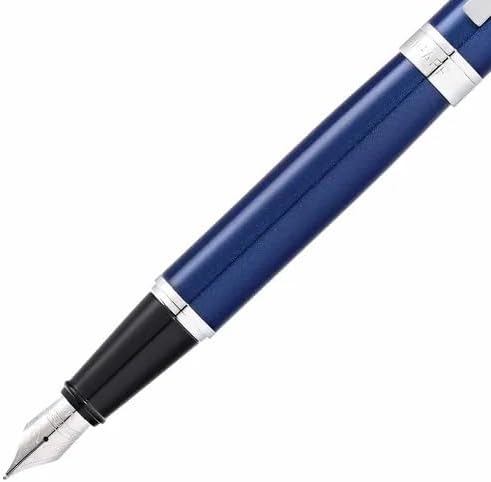 Sheaffer 300 Glossy Blue Lacquer Fountain Pen with Chrome-Plated Trim and Medium Nib