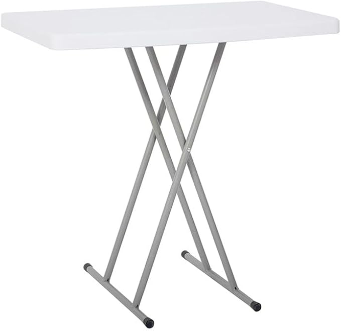30 Inch - Small Desk Adjustable Height TV Tray for Laptop,Couch, Camping - Heavy Duty Utility Foldable Table for Small Spaces, Portable White Granite Folding Table