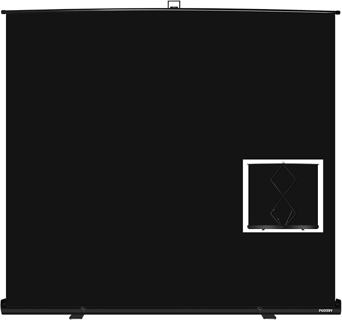 FUDESY 78.7 x 90in Large Collapsible Black Backdrop Screen Portable Retractable Panel Wrinkle-Resistant Pop Up Photo Background with Stand for Streaming, Video Conference, Photographic Studio