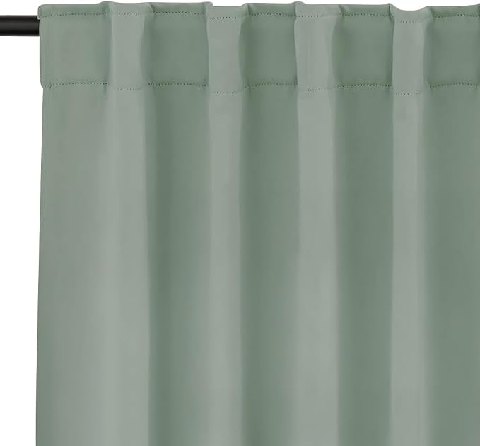 PONY DANCE Sage Green Blackout Curtains for Bedroom Living Room 84 Inches Long 2 Panels, Thermal Insulated Room Darkening Drapes Solid Back Tab Window Treatments, W 42 x L 84 inch