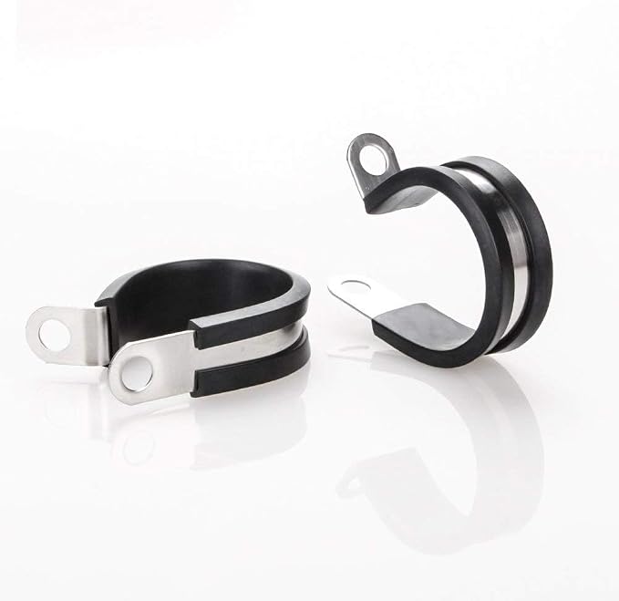 LOKMAN 20 Pack 1-3/4 Inch Stainless Steel Cable Clamp, Rubber Cushioned Insulated Clamp, Conduit Wire Holder Strap Clips for Tube, Pipe or Wire Cord Installation