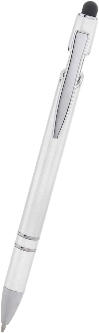 ExpressDesigns™ - Personalized Pens with Stylus - The Legacy - Custom Metallic Printed Name Pens - Black Ink - Imprinted with Logo or Message - Great Gift Ideas - Customizable -12 pcs/pack (Silver)