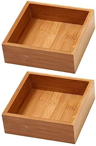YBM Home Bamboo Drawer Organizer Box Multi-Use Storage for Junk Drawer, Office, Home, Kitchen, Bedroom, Children Room, Craft, Sewing, and Bathroom (2, 6x6x2 inch)