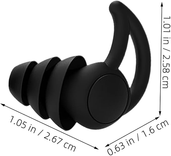 PRETYZOOM 2pcs Silicone Noise Cancelling Comfortable for Airplane Pressure Reduction Work Study Noise Blocking Black