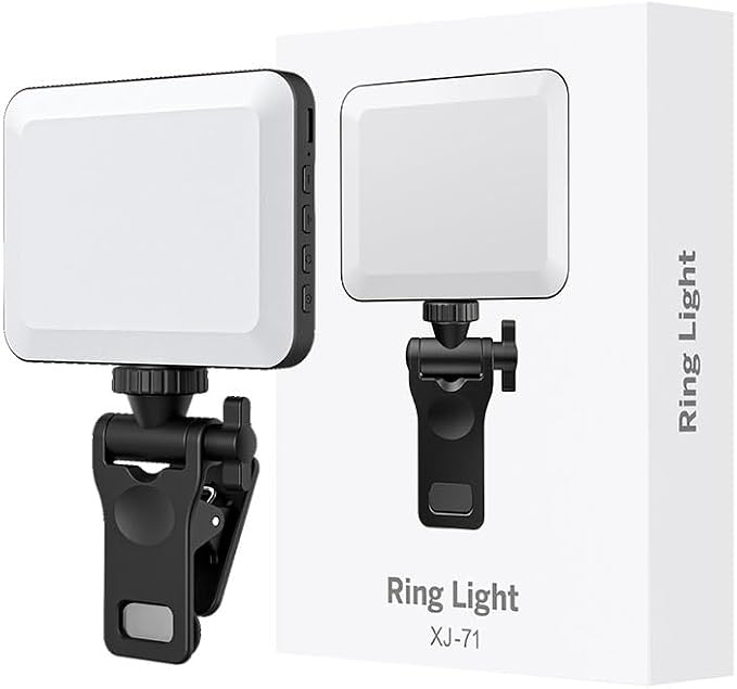 XINBAOHONG Rechargeable Selfie Light, Clip Fill Light for Phone Laptop Tablet Portable Light for Video Conference Live Streaming Zoom Call Makeup Picture (Black)