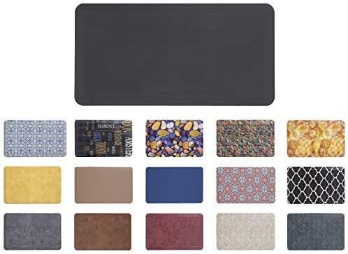 Mabel Home Anti Fatigue Floor Mat- 3 Size(20x32 & 20x39 & 24x70),16 Colors - Standing Desk Mat-Kitchen Floor Mat-Stain ResistantHome Non-Slip Bottom, Extra Soft (Black, 20" x 32")