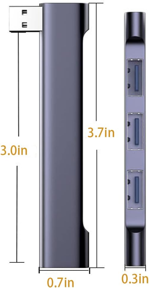 USB Hub for Laptop 4-Port, Portable USB 3.0 Hub USB Splitter, USB Multiport Adapter Expander for MacBook Air/Pro, Laptop, PC, Keyboard, Flash Drive, Mobile HDD (USB Hub for Right)